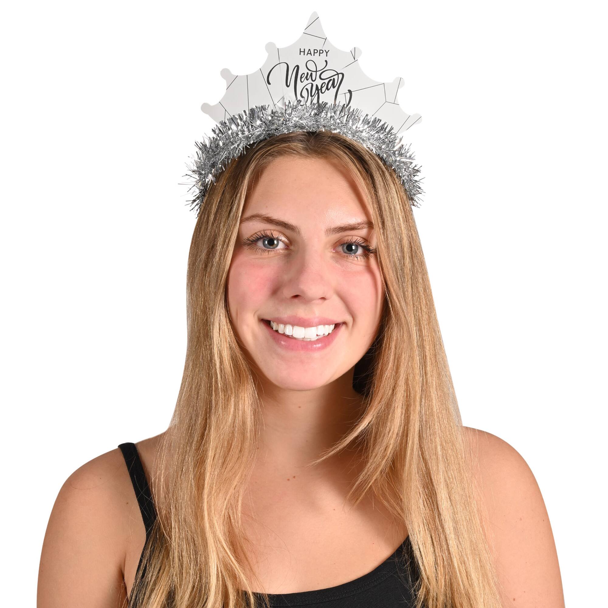 Beistle White New Year Silver Tiaras, 50ct.